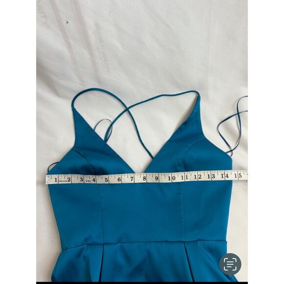TOPSHOP Royal Blue Spaghetti Strap Satin Mini Dress Prom Cocktail Formal sz 2 - Picture 9 of 10